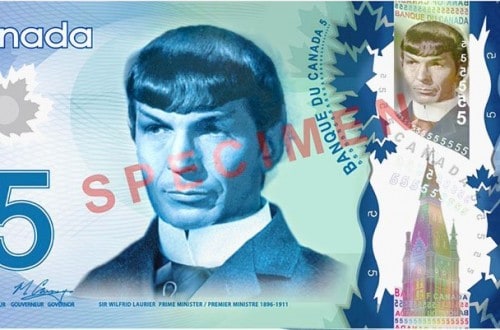 Canadian $5 Bills in Memory of Spock Found To Be Legal