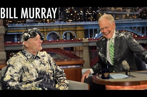 Bill Murray Jumps Out Of A Cake For David Letterman