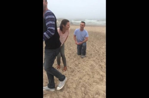 Surprise Proposal Turns Hilarious As Mom Face-Plants The Ground