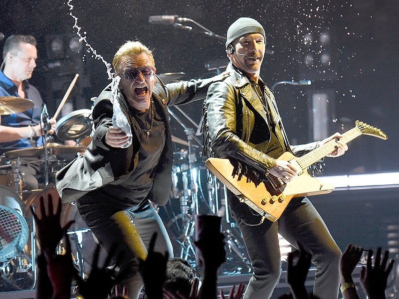 U2’s The Edge Accidentally Walks Off The Edge Of A Stage