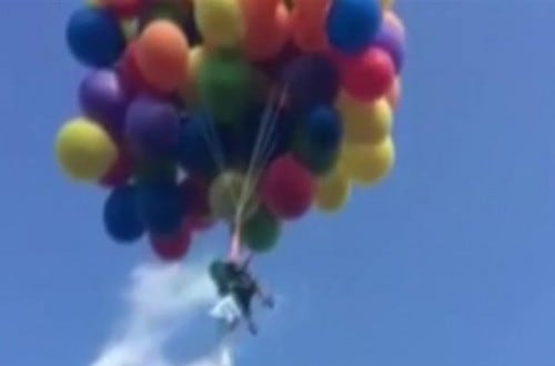 Canadian Man Has Brilliant Idea, Flies Chair With Balloons