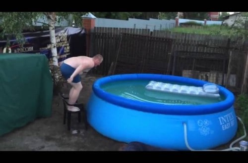 Hilarious Video Of A Man Attempting To Jump In A Pool
