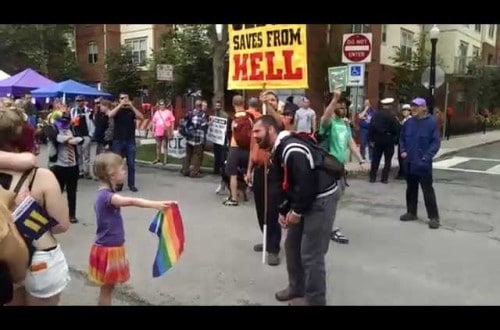 Young Girl Shuts Down Hate Preacher At LGBT Festival
