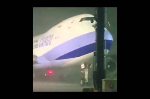 Typhoon Lifts Boeing 747 Off The Ground