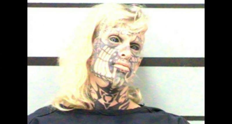 Ghoulish Mugshot Of Transsexual Performer With Tattooed Eyeballs