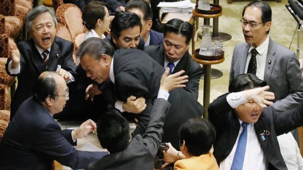 Japanese Politicians Brawl As They Debate Pacifism Law