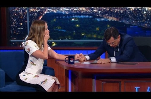 Stephen Colbert And Emily Blunt Hilariously Reenact A Classic By Fake Vomiting