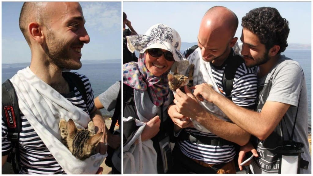 Syrian Refugee Carried His Kitten To Greece While Fleeing