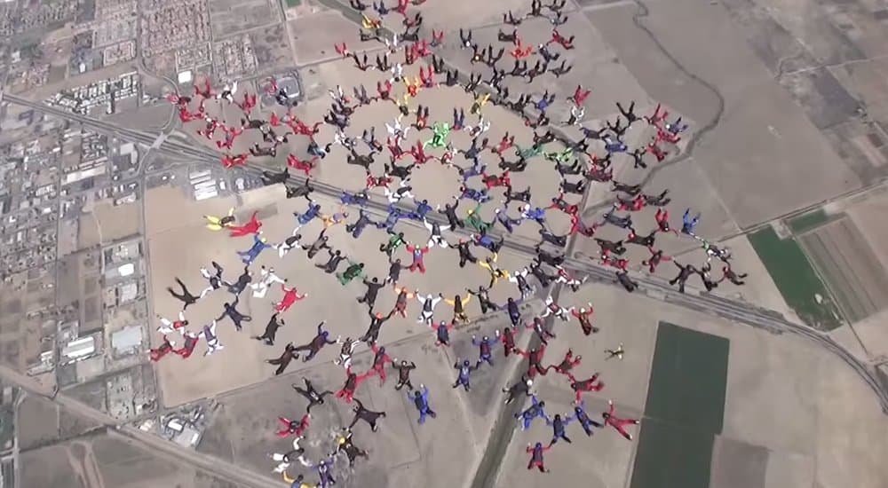 202 Skydivers Team Up For Record-Breaking Coordinated Jump