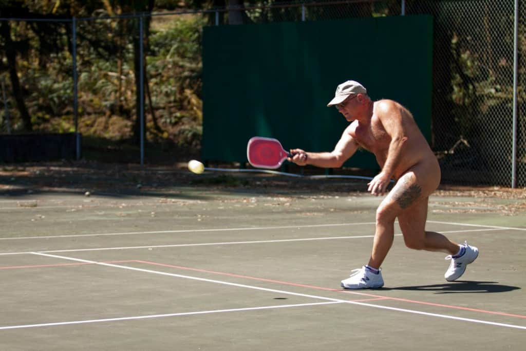 Nudist Tennis Club Members Protest Against Planned Bock Of Flats