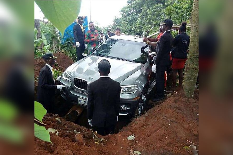Son Buries Father In Brand New BMW In Nigeria